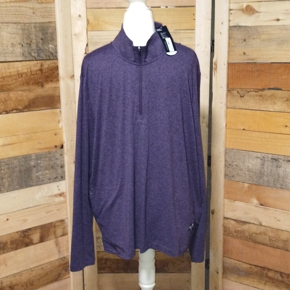 Men's Xersion Long Sleeve 1/2 Zip Mock Neck Purple Shirt/M/L/XL. NWT-$45.00.